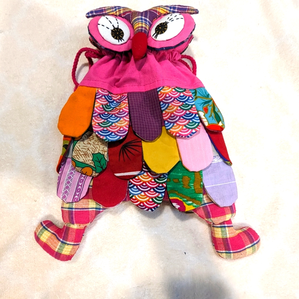 Patchwork Child Owl Back Pack. Boho.